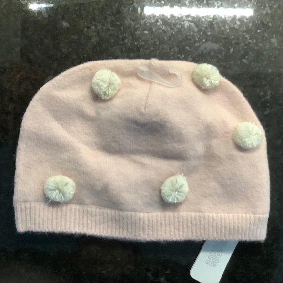 Pink Lined Hat Beanie with Pom Pomds - Picture 1 of 6